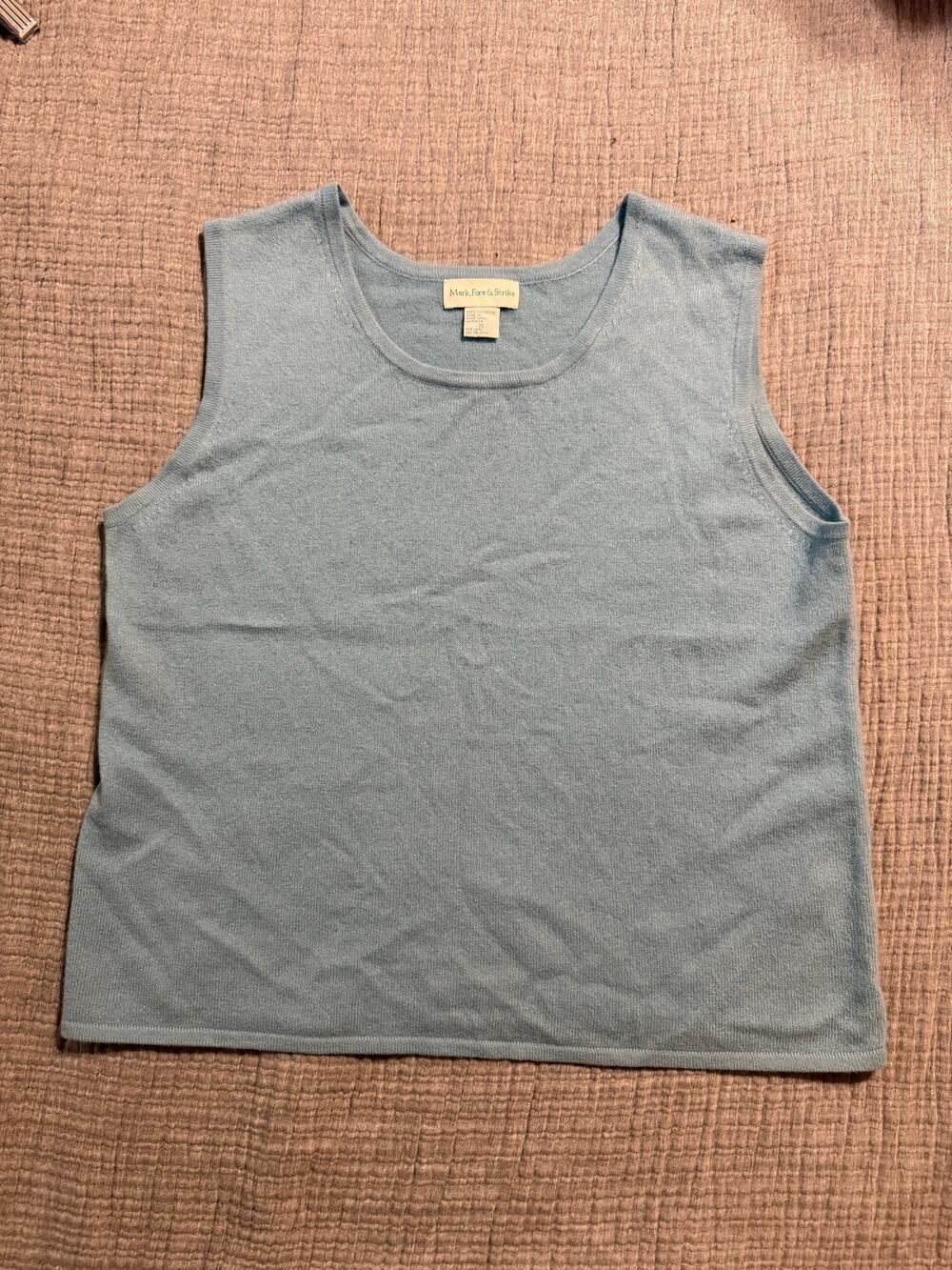 Mark, Fore & Strike Cashmere Vest Sweater Light Blue XL Vintage
